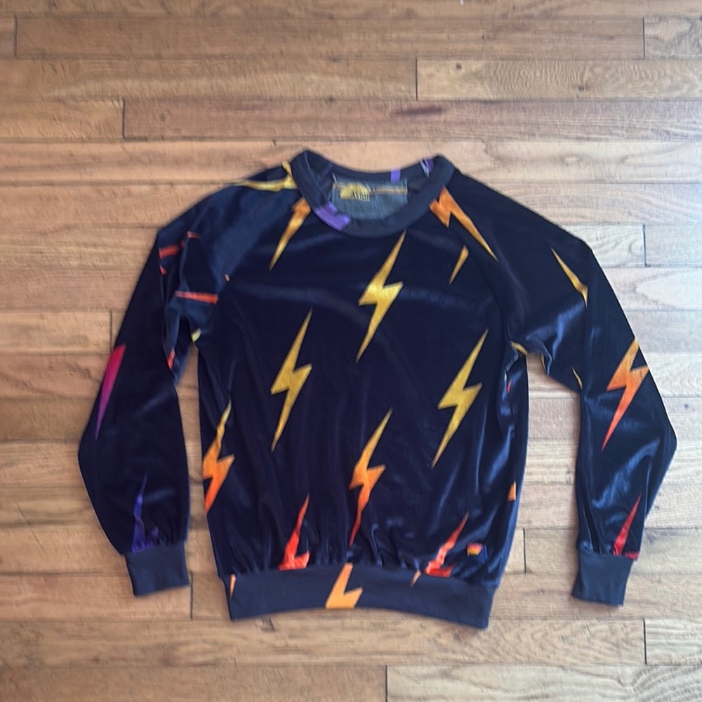 RARE Aviator Nation Velvet Ombré Lightning Bolt Crewneck